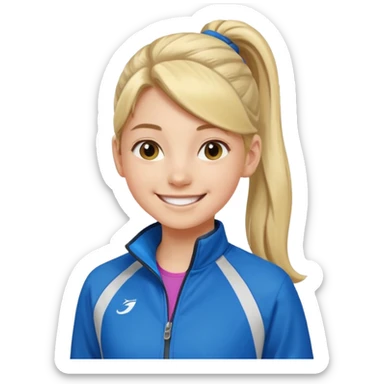 active ponytail hair teen girl in sport jacket smile happily  sticker