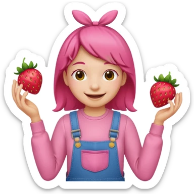 Pink Strawberry overalls sticker