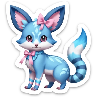 Rare realistic cute adorable epic aesthetic colorful Amaura-Sylveon-Glaceon-Civet-Genet-species-Fakemon-hybrid-creature, with markings, full body sticker