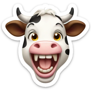 screaming excited cow sticker