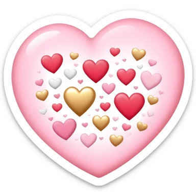 Romantic pastel red and pink and white and gold hearts sticker
