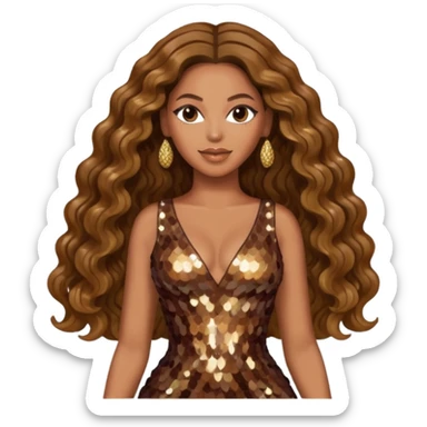 Beyonce with brown long hair sticker