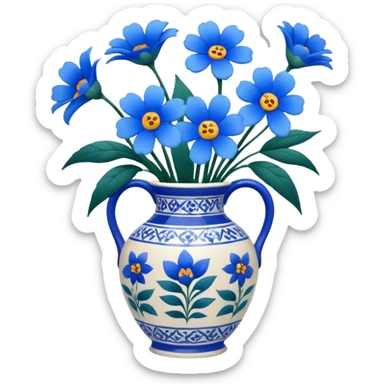 vase of blue flowers sticker