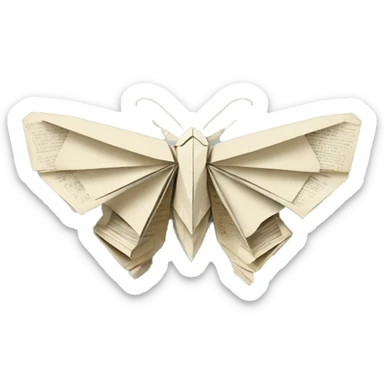 Moth made out of a book, book, newspaper, origami sticker
