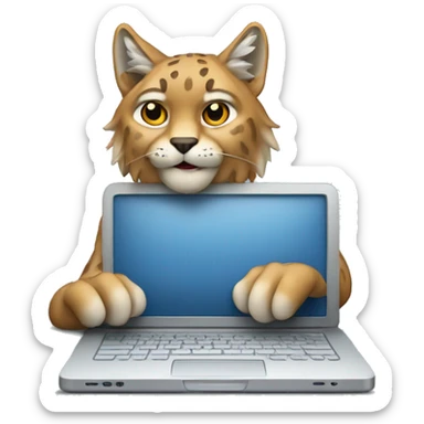 A lynx with a laptop sticker
