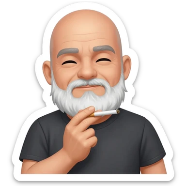 Bald man with white beard smoking Weed joint sticker