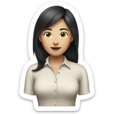 asian woman black hair, casual shirt sticker