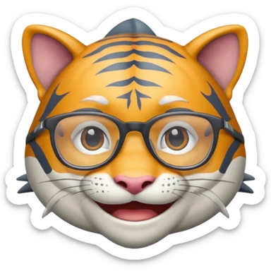 create me a slack emoji of a very old tiger shark with grey hair and glasses sticker