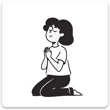 hand-drawn doodle of a person praying sticker