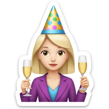 girl with Champagne bottle with party cap, only holding bottle. sticker