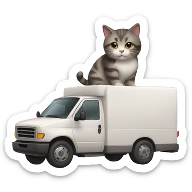 cat with a moving van sticker
