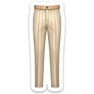 beige dress pants with distinct white vertical pinstripes, formal trousers with cuffed hem, clear vertical lines, isolated garment only on white background, no model sticker