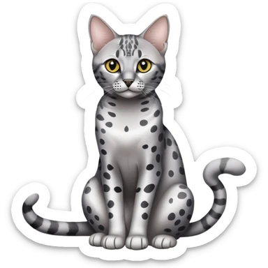 Egyptian Mau cat full body sitting with black eyes sticker