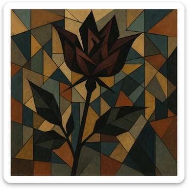 gothic flower in cubist abstraction style sticker