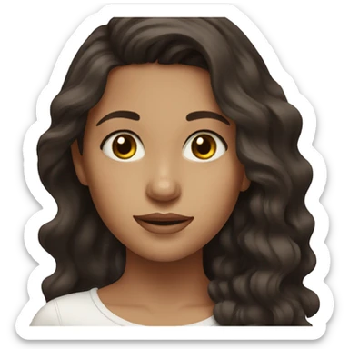 make a wavy brunette girl with dark colored eyes sticker