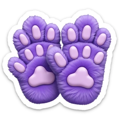 Pastel purple fuzzy cozy furry cat paw mittens  sticker