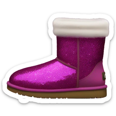 Realistic magenta glitter and fur Ugg boots. sticker