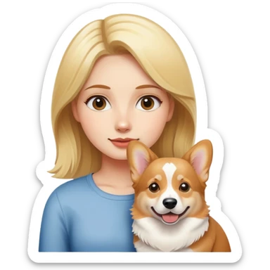 Blondie girl with corgi sticker