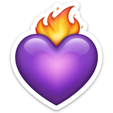 purple heart with a flame sticker