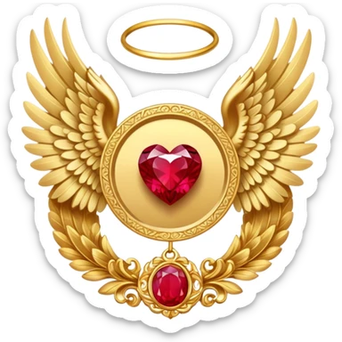  3 place award Number in frame decorated with golden angel  wings and rubby stone sticker