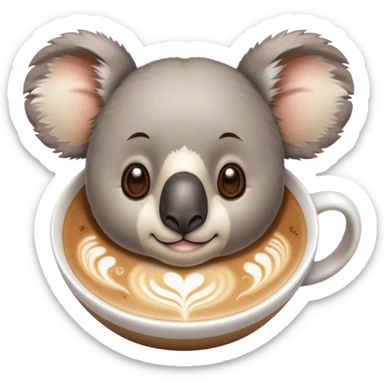 Latte art with face of koala sticker