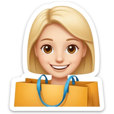 happy customer with shopping bag sticker