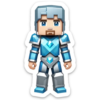 Minecraft character with diamond armor sticker