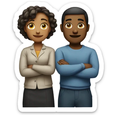 Two people with their arms crossed, back to back  sticker