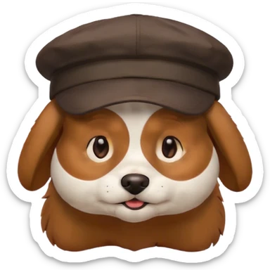 dog with a cap sticker