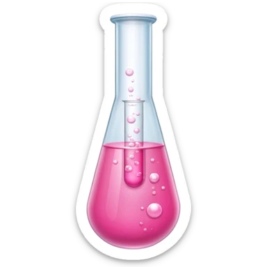 pink liquid in test tube simple bubbling tilted sticker