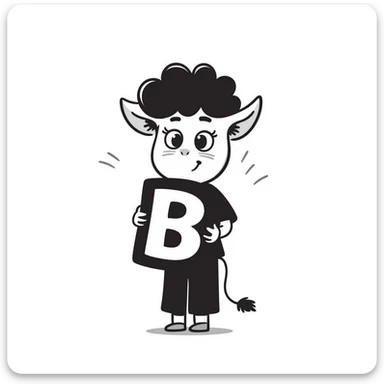 cute baby donkey in emo style holding a letter B sticker
