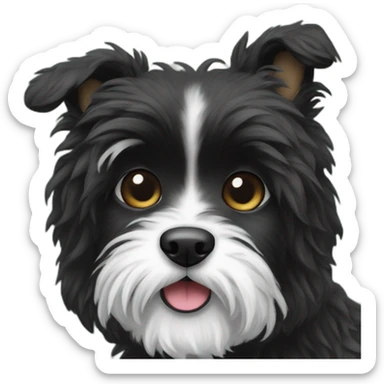 Black scruffy dog with white muzzle binky in mouth sticker
