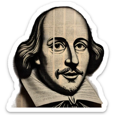 Shakespeare made of newspaper cuttings 420 roses flowers sticker