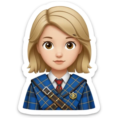 female with scottish attire and dark blonde hair sticker