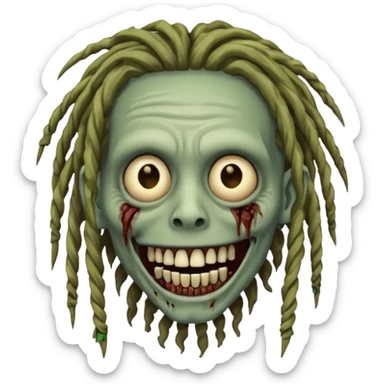 zombie with dreads with braces smiling  sticker