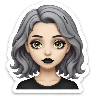  Beige olive skin  grey wavy hair black lips goth girl sticker