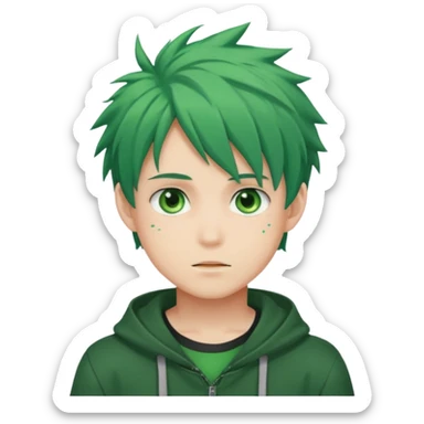 deku : boy anmie green hair green eyes sticker