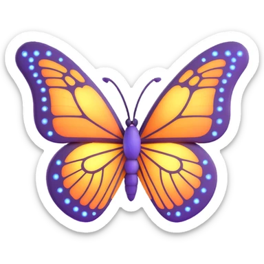 Add more magical dust, glowing and light effects as decoration behind the butterfly. Maintain the 3D cartoon, elegant, fantasy style with a transparent background. sticker