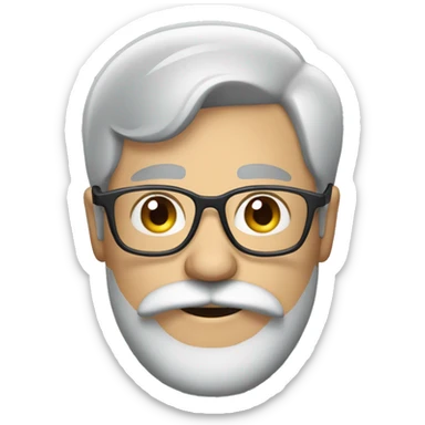 Man with Short grey Hair and  Long grey beard handlebar moustache and glasses sticker