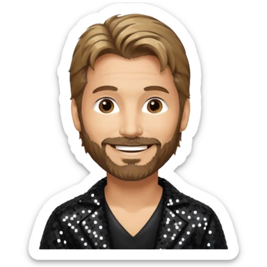 Kenny Loggins with black sequin outfit sticker