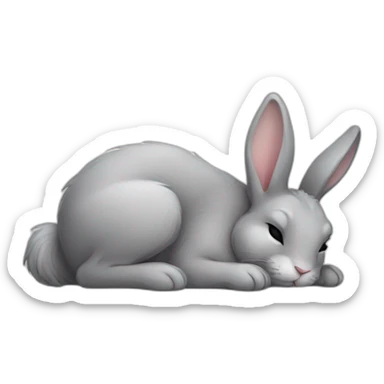 grey bunny sleeping on parket sticker