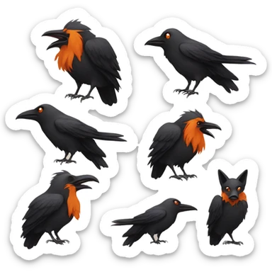 Crow on a fox head sticker