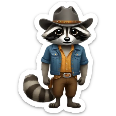 raccoon with a cowboy hat sticker