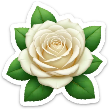 white rose with leaves sticker