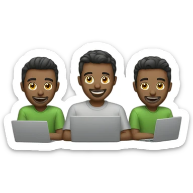 3 guys with laptops sticker