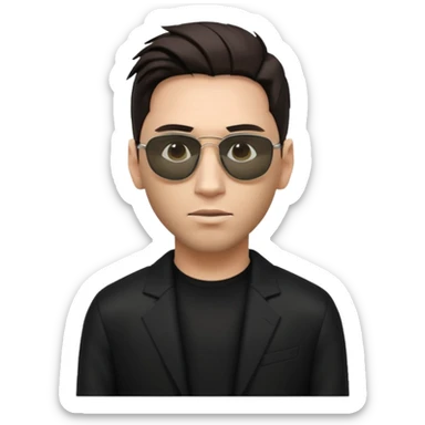 Messi dressed as Neo from The Matrix, with dark glasses and slicked hair sticker