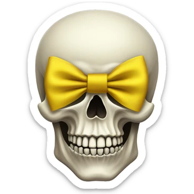Skull with a yellow bow sticker