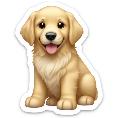 English cream golden retriever holding bear plushy sticker