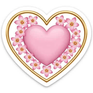 sakura heart with a gold outline sticker