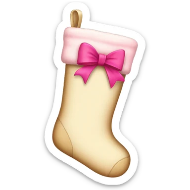 Beige Christmas stockings with pink bow on top sticker